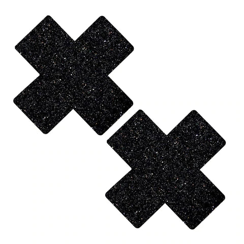 Black Malice Glitter X Factor Nipple Cover Pasties-The Edge OK