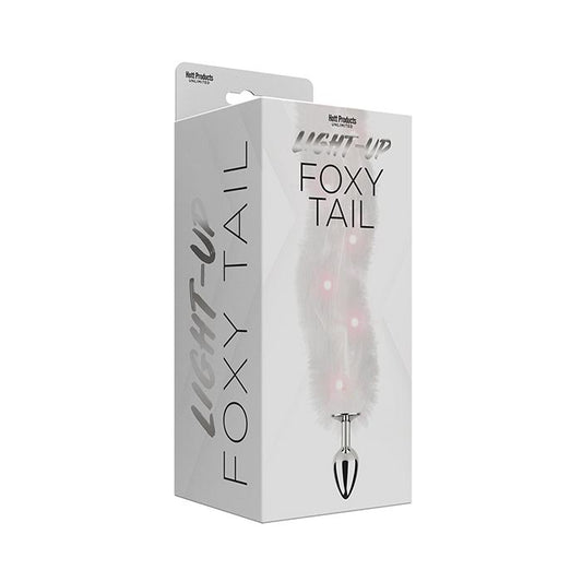 HP3481 Foxy Tail Light Up Butt Plug - White-The Edge OK