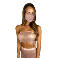 $$$ Honey Rose Gold Pink Mesh Jewel Top-The Edge OK