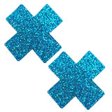 PGT-XF-NS Pegasus Tears Turquoise Iridescent Glitter X Factor Nipple Cover Pasties-The Edge OK