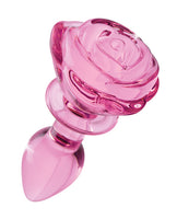 Booty Sparks Pink Rose Glass Anal Plug - Small