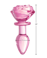 Booty Sparks Pink Rose Glass Anal Plug - Small