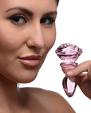 Booty Sparks Pink Rose Glass Anal Plug - Small