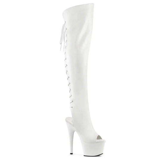 Adore 3019 - Open Toe/Heel Thigh High - White Matte-The Edge OK