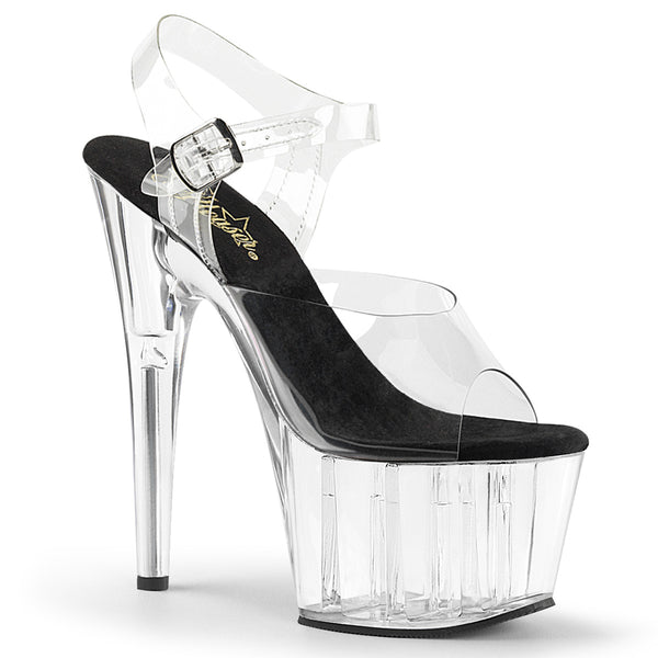 Adore 708 Clear/Black/Clear 7 inch Heel w/Ankle Strap