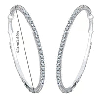 Rhinestone Hoop Silver Color Earrings