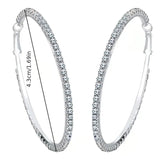 Rhinestone Hoop Silver Color Earrings