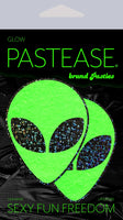 Pastease Premium Pasties Neon Green Alien w/Glittering Black Eyes-The Edge OK