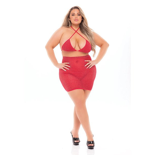 23089X Black Cherry 2 Piece Skirt Set-Red or Black Queen
