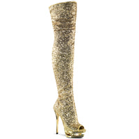 Blondie-R-3011 - 6 inch thigh hi sequin boots (Gold or Silver)
