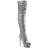Blondie-R-3011 - 6 inch thigh hi sequin boots (Gold or Silver)