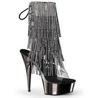 Delight 1017RSF 6 inch Chrome Ankle Boot w/Rhinestone Fringe
