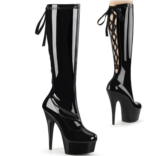 Pleaser Delight 2029 Lace-up Back Knee High Boots-The Edge OK