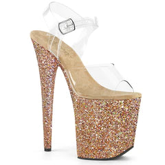 Flamingo 808LG 8 inch Ankle Strap Heel - Rose Gold