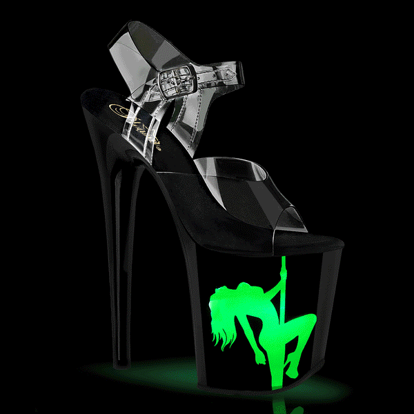 Flamingo-808NLSG 8 inch Ankle Strap Heel w/LED Stripper Girl Platform