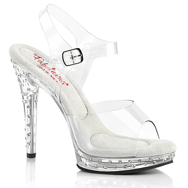 Glory 508SDT 5 inch clear heels with rhinestone heels/platform-The Edge OK