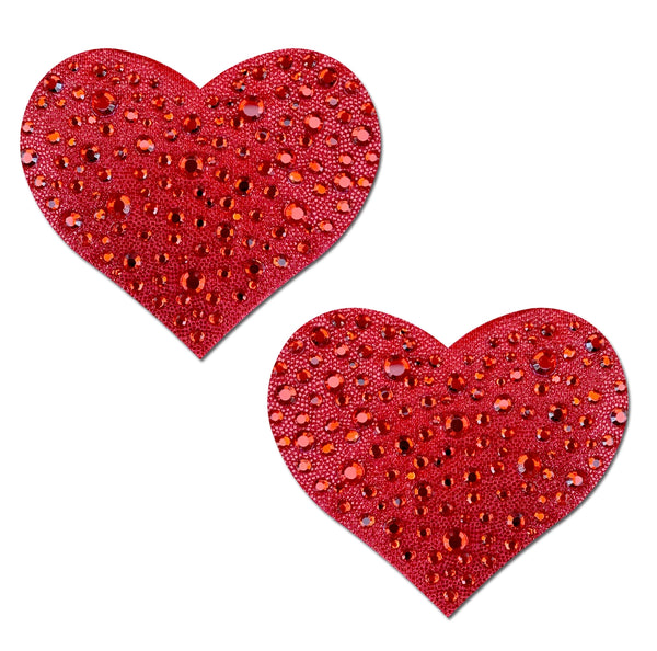 Pastease Love: Crystal Red Sparkling Heart Pasties-The Edge OK