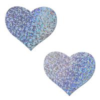 Love:  Silver Glitter Heart Nipple Pasties