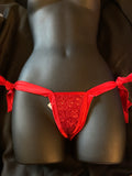 E-002 Wide Band Glitter Y Back Tie-Side Thong