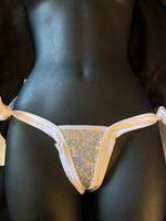 E-002 Wide Band Glitter Y Back Tie-Side Thong