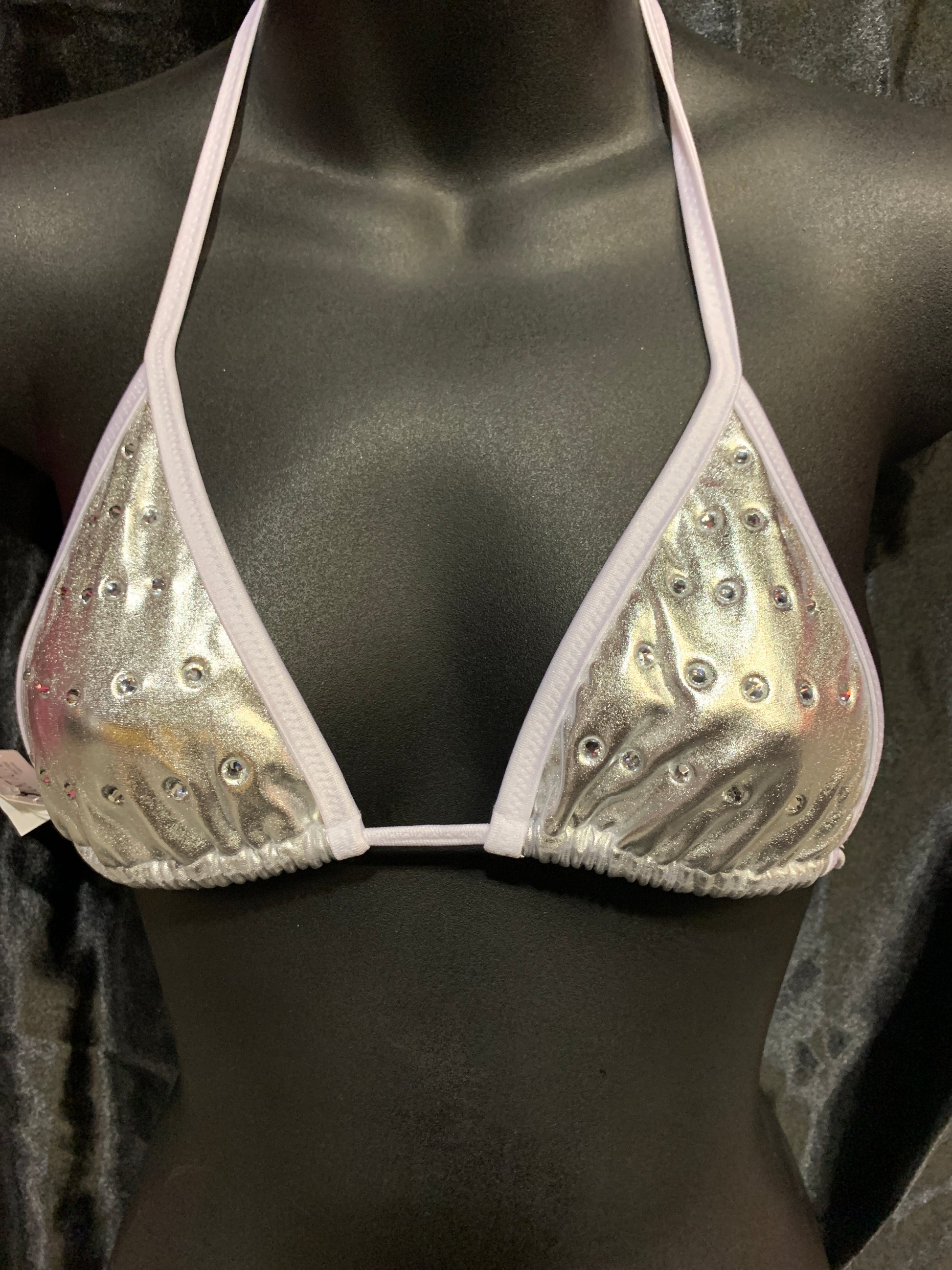 1038SR Small Rhinestone Triangle Bikini Top-The Edge OK