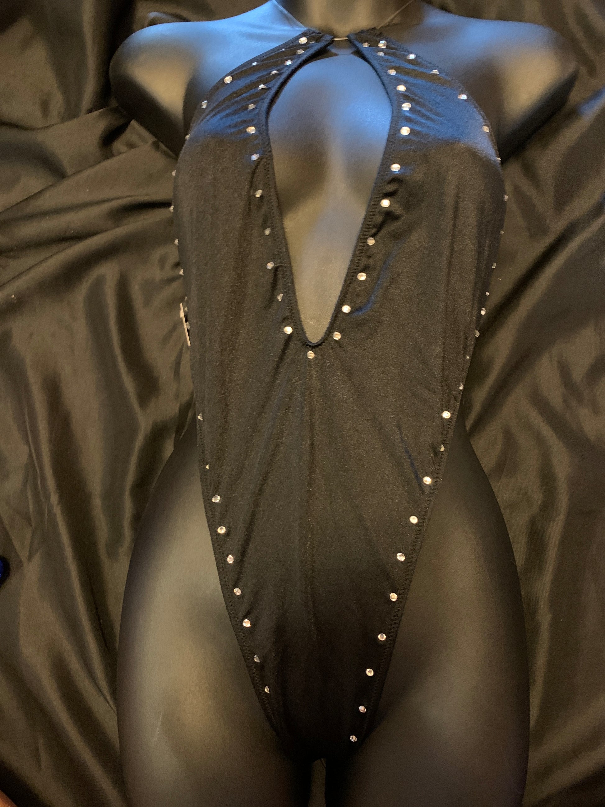 633 Clear Strap Romper with Rhinestones-The Edge OK