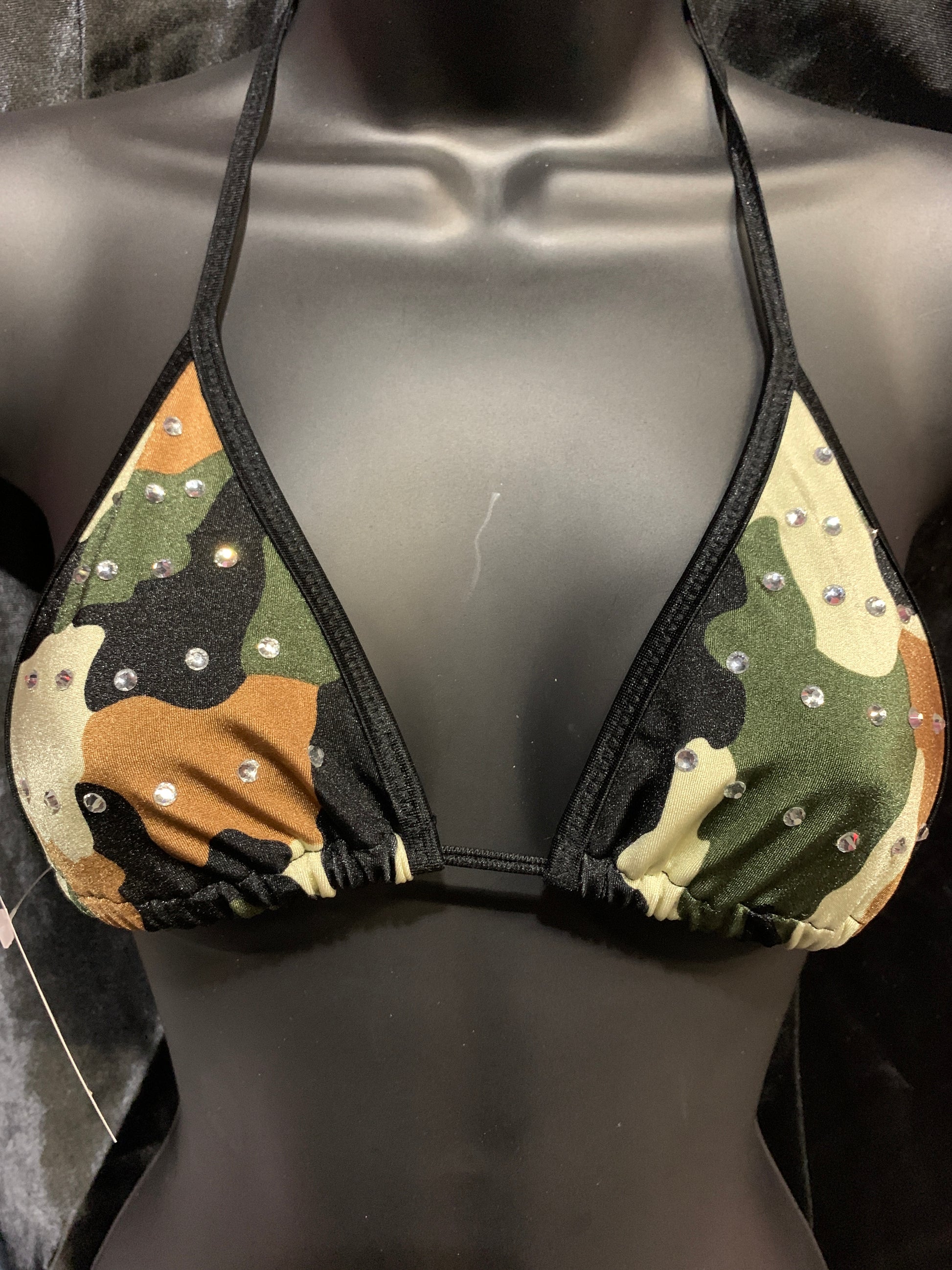 1038SR Small Rhinestone Triangle Bikini Top-The Edge OK
