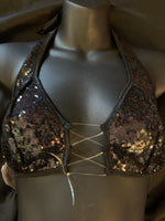 702 String Halter Tie Top with Sequins