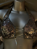 702 String Halter Tie Top with Sequins
