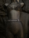 N-175 Banded Rhinestone Hosiery Set - Designer