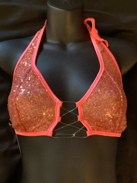 702 String Halter Tie Top with Sequins
