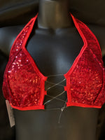 702 String Halter Tie Top with Sequins