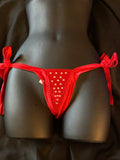 E-002 Wide Band Rhinestone Y Back Tie-Side Thong
