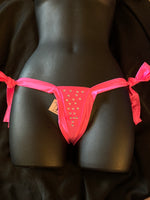 E-002 Wide Band Rhinestone Y Back Tie-Side Thong