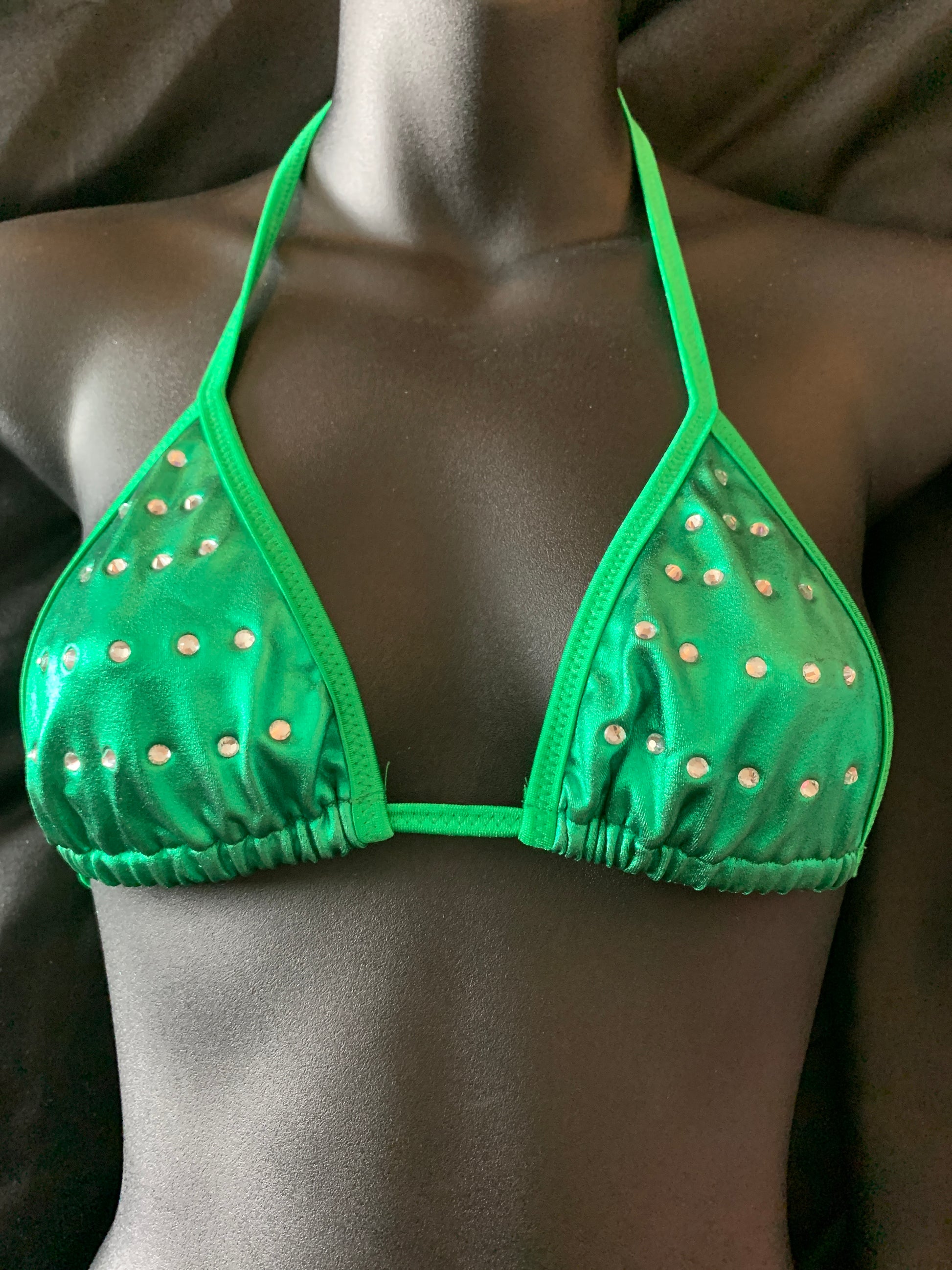 1038SR Small Rhinestone Triangle Bikini Top-The Edge OK