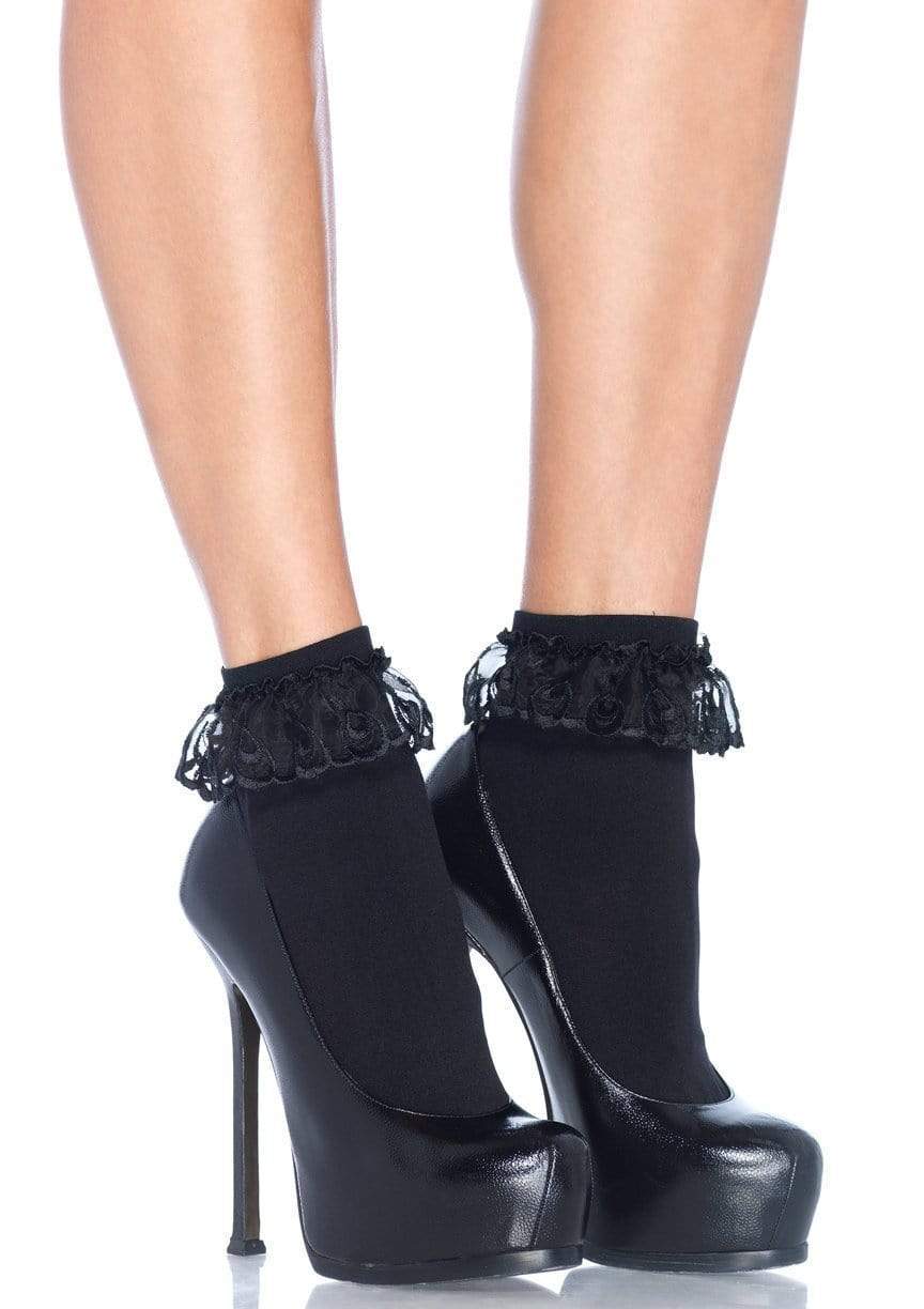 3013 Diem Lace Ruffle Anklet Socks-The Edge OK