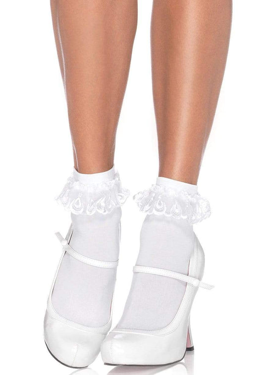 3013 Diem Lace Ruffle Anklet Socks-The Edge OK