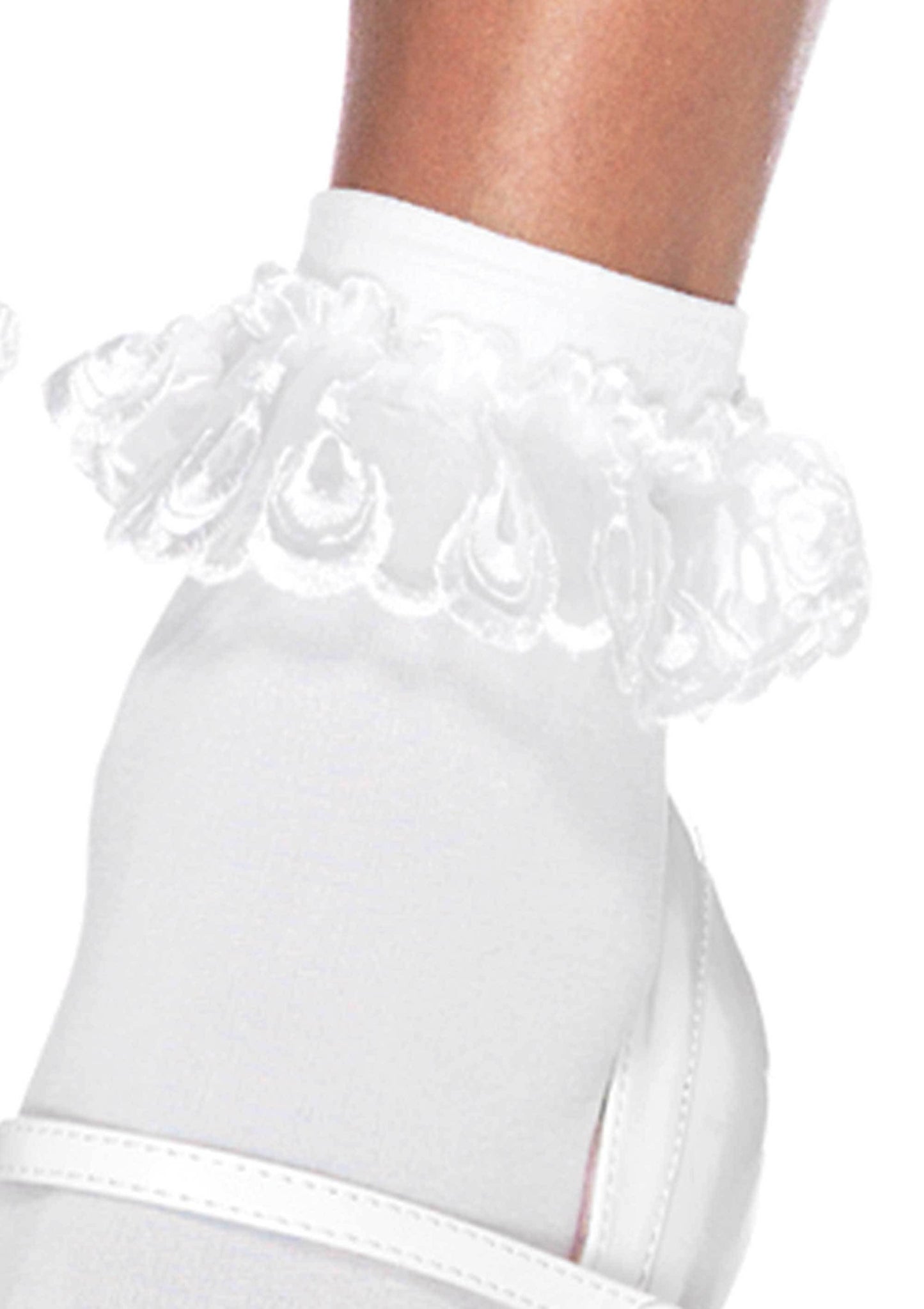 3013 Diem Lace Ruffle Anklet Socks-The Edge OK