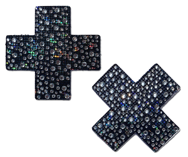 Pastease Plus X: Crystal Black Cross Pasties