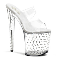 Pleaser Stardust 802 8 inch Two Band Platform with Rhinestones-The Edge OK